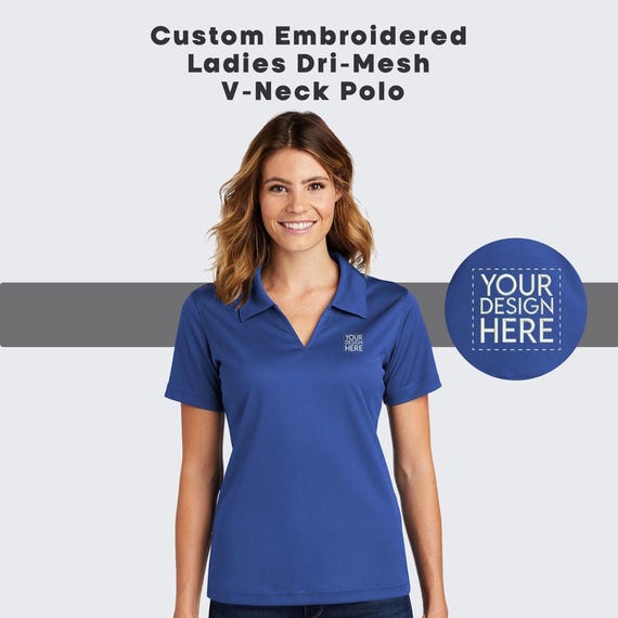 Custom Embroidered Ladies V Neck Polo | Sport Tek Polo Tee | Personalized  Embroidery Logo | Customize Business Logo Shirt | Women Polo Shirt - Etsy