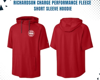 Custom Embroidered Fleece Hoodie, Performance Short Sleeve Hoodie, Personalized Embroidered Hoodie, Your Text Here