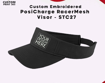 Sport-Tek® Custom Embroidered Visor, Personalized Embroidery Logo, Sun Visor Cap, Monogram Visor, Add Your Text, Customize Hat Gift, STC27
