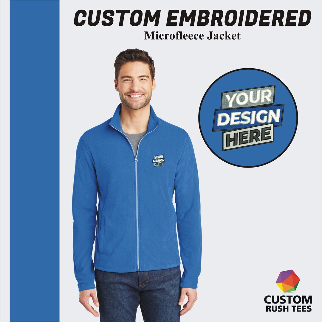 Custom Embroidered Jacket Custom Microfleece Jacket Custom Etsy