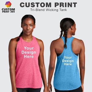 Women Custom Tank Top, Custom Racer Back Tank Top, Workout Tank Top, Wicking Tank, Print On Demand Tank, Add Your Own Text Personalized Tank