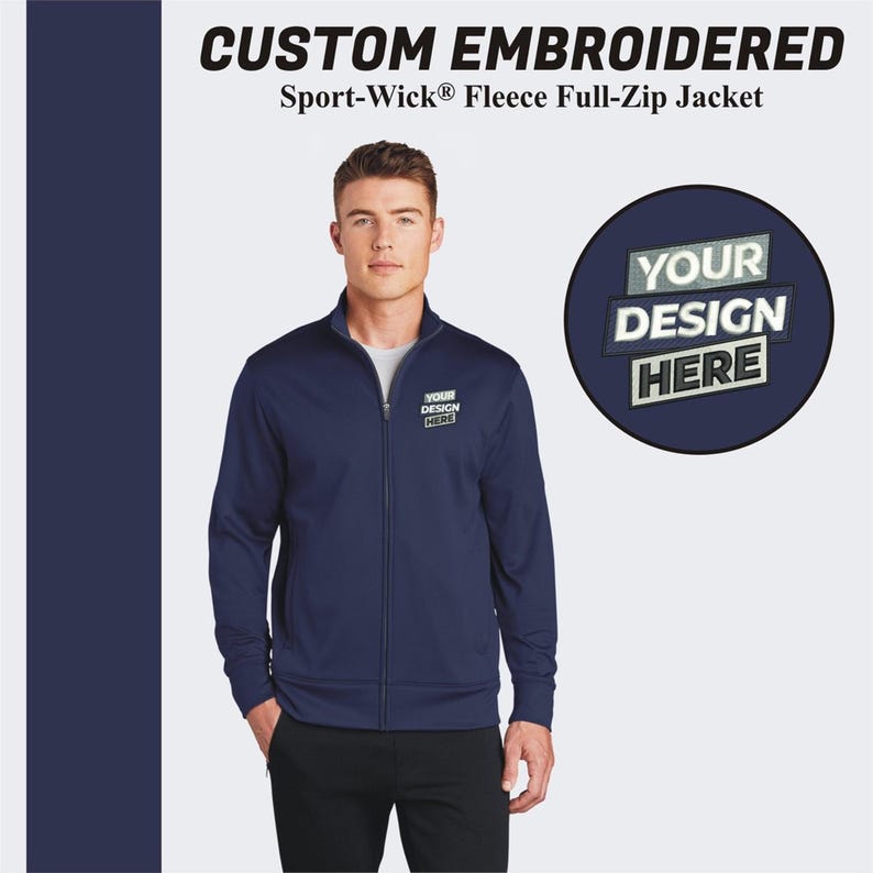 Custom Embroidered Fleece Full-Zip Jacket: Men's Windbreaker image 1