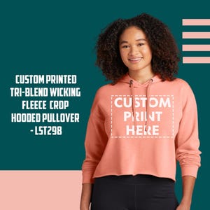 Sport-Tek ® Ladies PosiCharge ® Tri-Blend Wicking Fleece Crop Hooded Pullover Custom Crop Top Hoodie Drop Shoulder Hoodie Your Design Hoodie