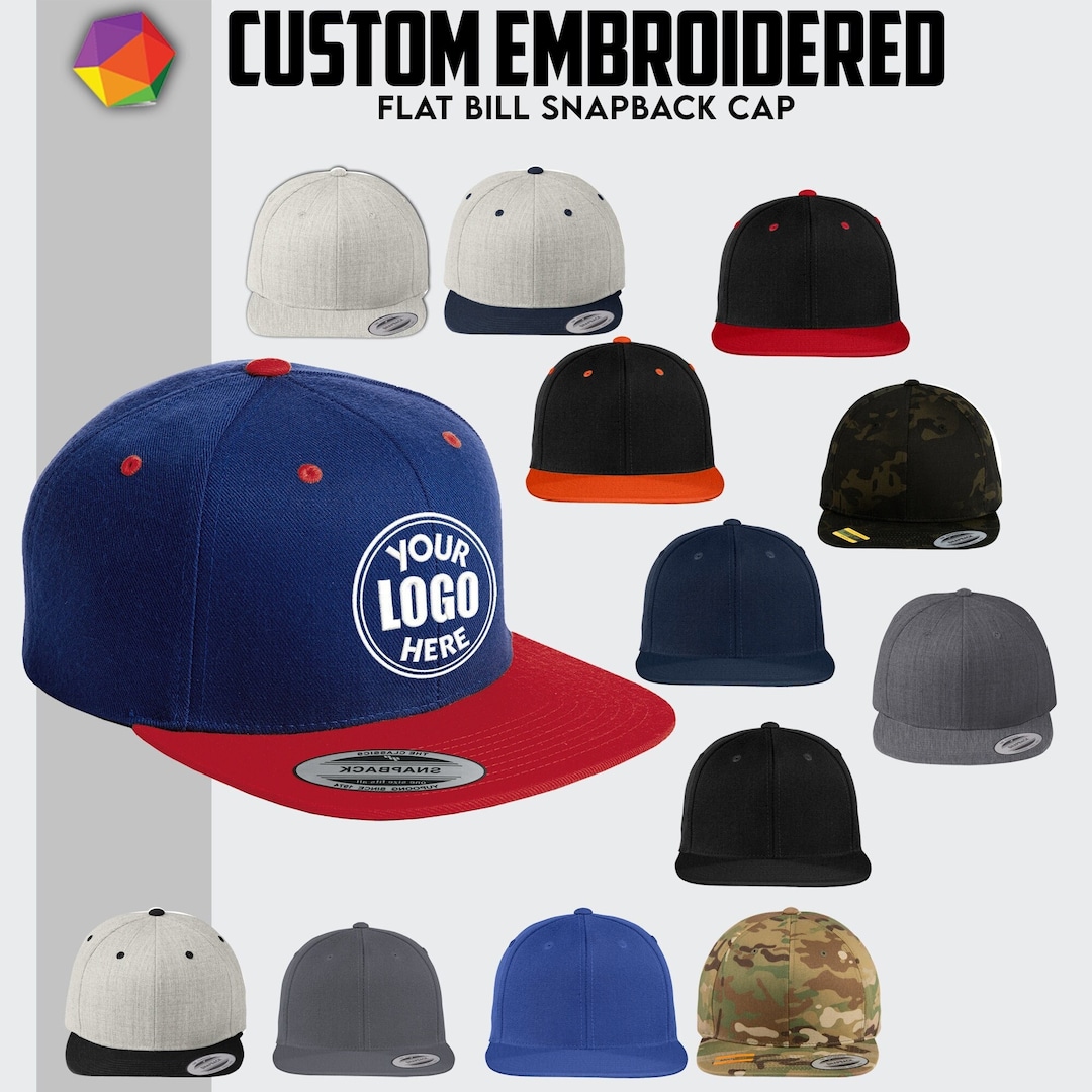 Custom Embroidered Hat Custom Flat Bill Hat Custom Baseball Cap Custom