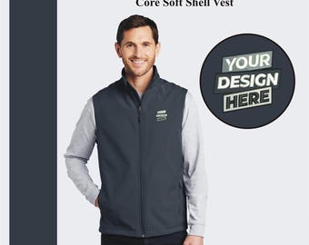 Custom Embroidered Vest Custom Core Soft Shell Vest Full Zip Up Vest for Men Custom Logo Embroidery Vest Wind Breaker Vest Monogrammed Vest