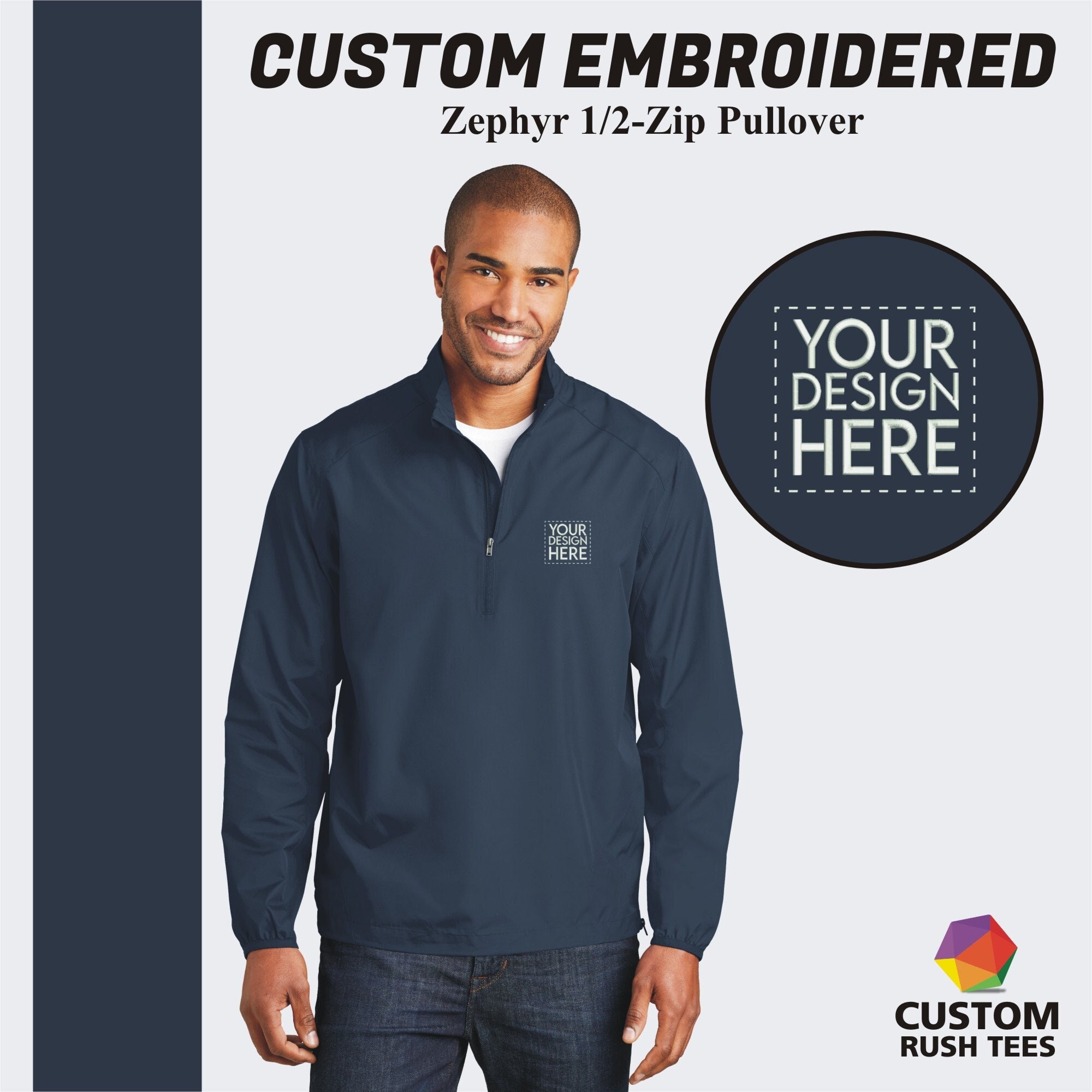 Custom quarter zip windbreaker sale