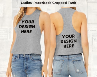 Custom Text Racerback Crop Tank Top: Personalized Women's Gift