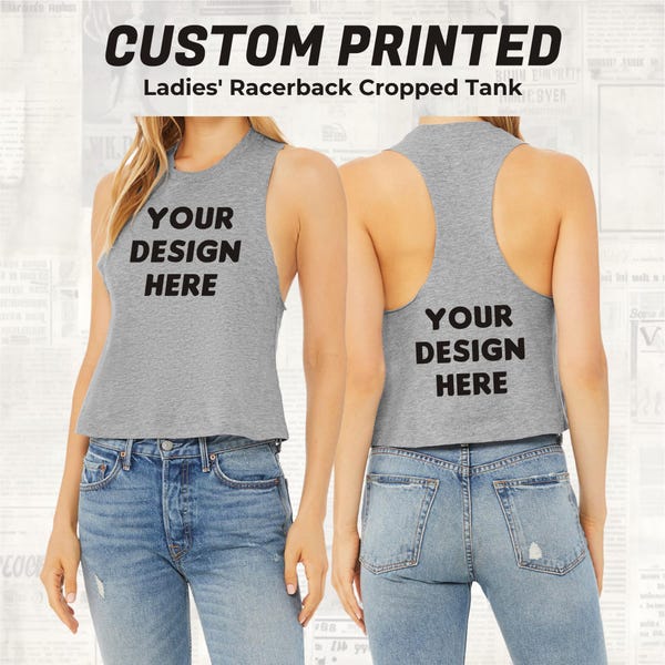 Custom Text Racerback Crop Tank Top: Personalized Women's Gift