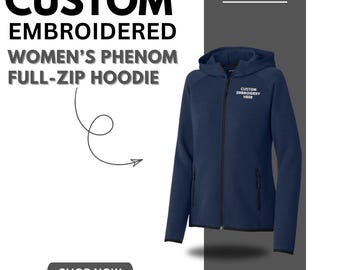 Custom Embroidered Women's Full-Zip Hoodie, Customizable Spacer Knit Jacket