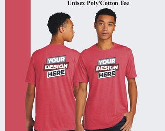 Custom Printed Unisex Poly Cotton Tee: Personalized Design Shirt