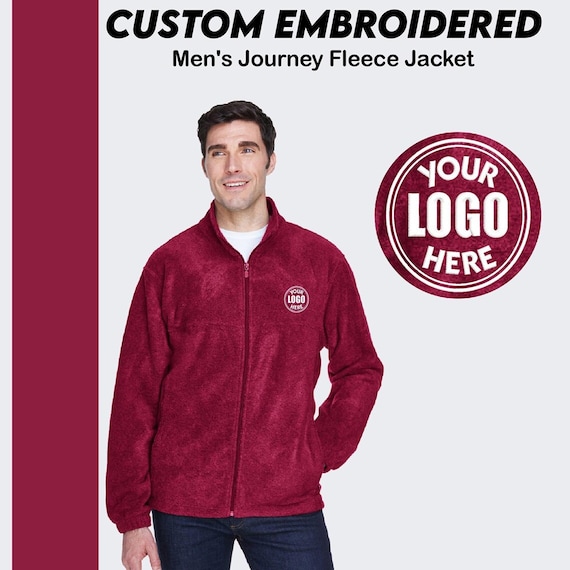Custom Embroidered Fleece Jacket Custom Men s Logo Full Zip up Jacket Custom Logo Design Jacket Monogram Jacket Personalized Jacket Etsy