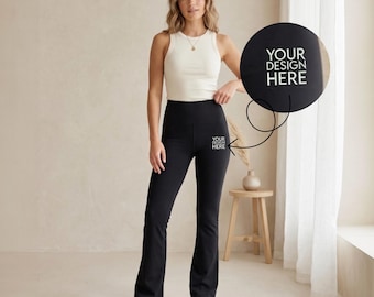 Custom Flared Leggings | High-Waisted Yoga Pants, Athletic Lounge Wear, Workout & Casual Wear, Open-Bottom