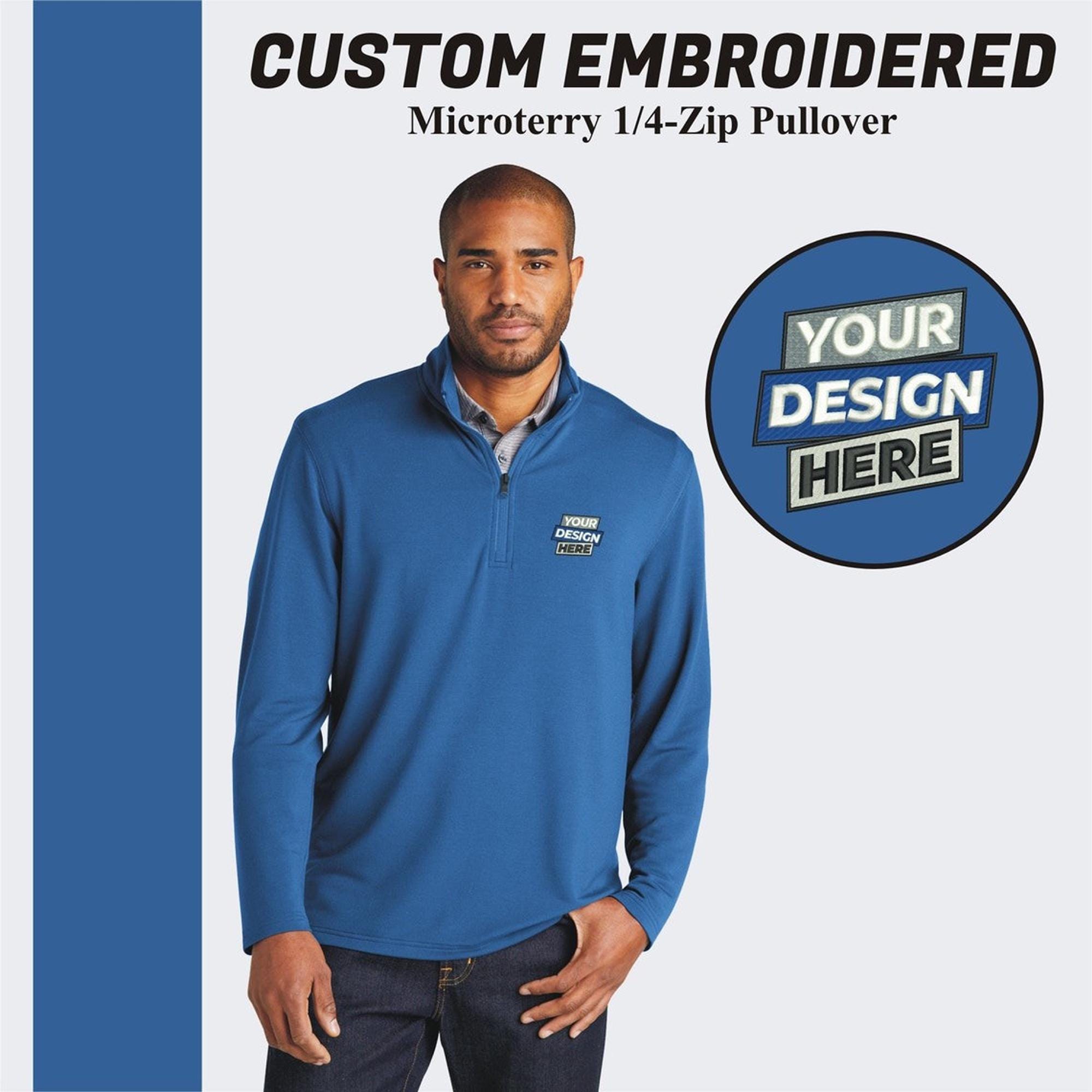 Custom Embroidered Microterry Quarter Zip Pullover - Etsy