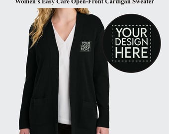 Embroidered Open Front Cardigan Sweater - Port Authority® Women's Longline