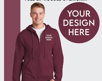 Custom Printed Zip Up Hoodie: Personalized Fleece Sweatshirt