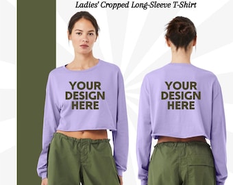 Bella + Canvas Cropped Long Sleeve T-Shirt: Drop Shoulder Fashion Tee