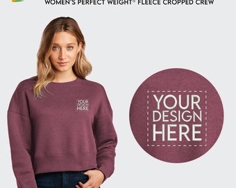 Custom Embroidered Crewneck Sweatshirt, Women Oversize Drop Shoulder Cropped Sweatshirt, Personalized Logo, Brides Maid Gift, Gift For Her