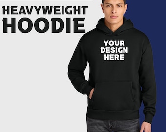 Custom Heavyweight Hoodie - Personalized Text or Logo Design Printed Hoodie