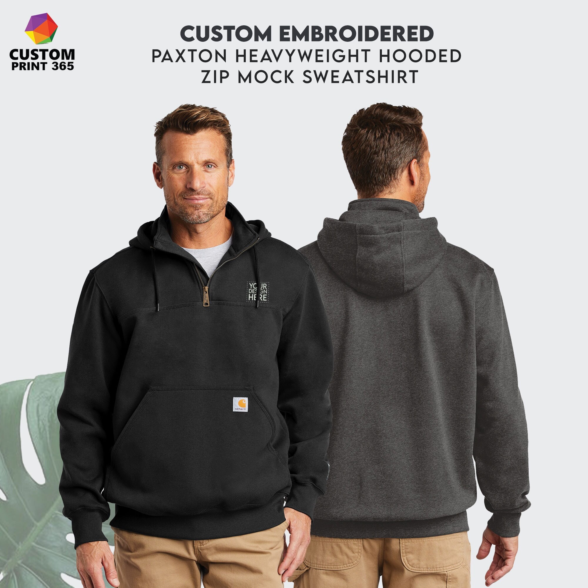 Custom Hoodies  Printed Carhartt Men's Black Rain Defender Paxton