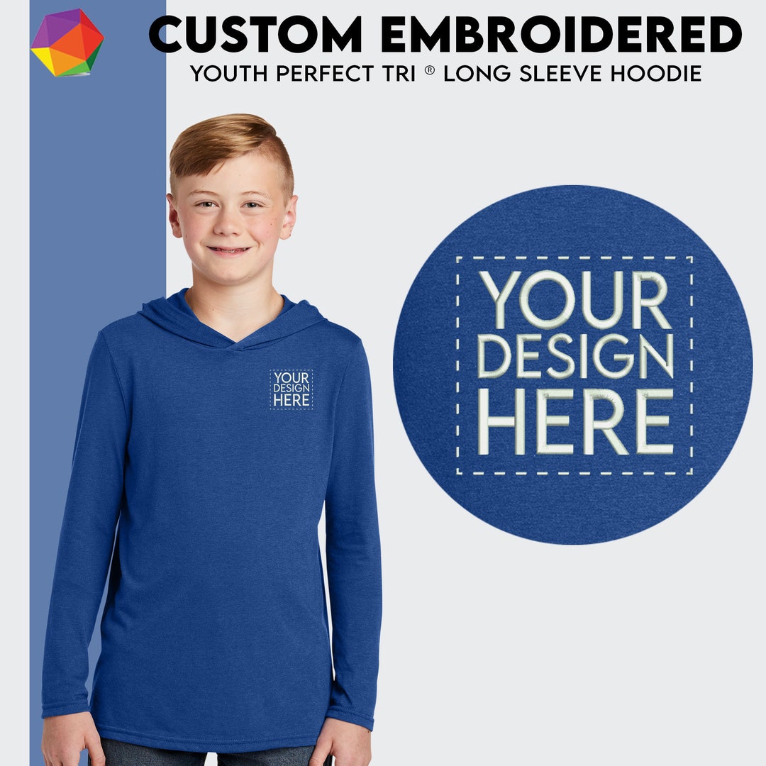 Custom Embroidered Hoodie, Custom Long Sleeve Youth Hoodie for Kids