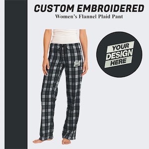 District®  Women’s Flannel Plaid Pant, Custom Embroidered Plaid Pants, Custom Flannel Pants, Custom Pants, Custom Nightwear, Womens Clothing