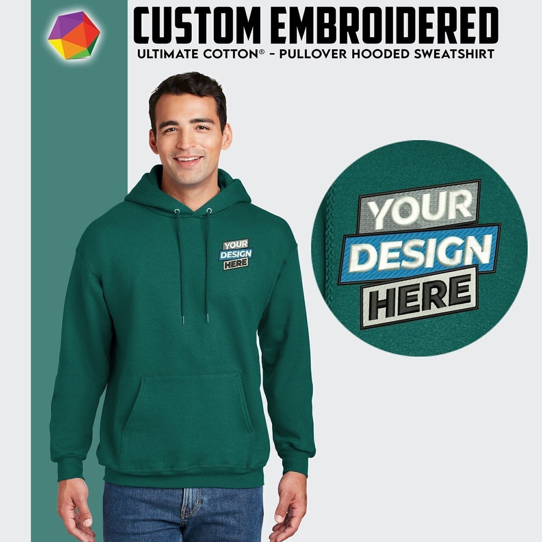 Hanes® Custom Embroidered Hoodie Pullover Hoodie Custom Etsy