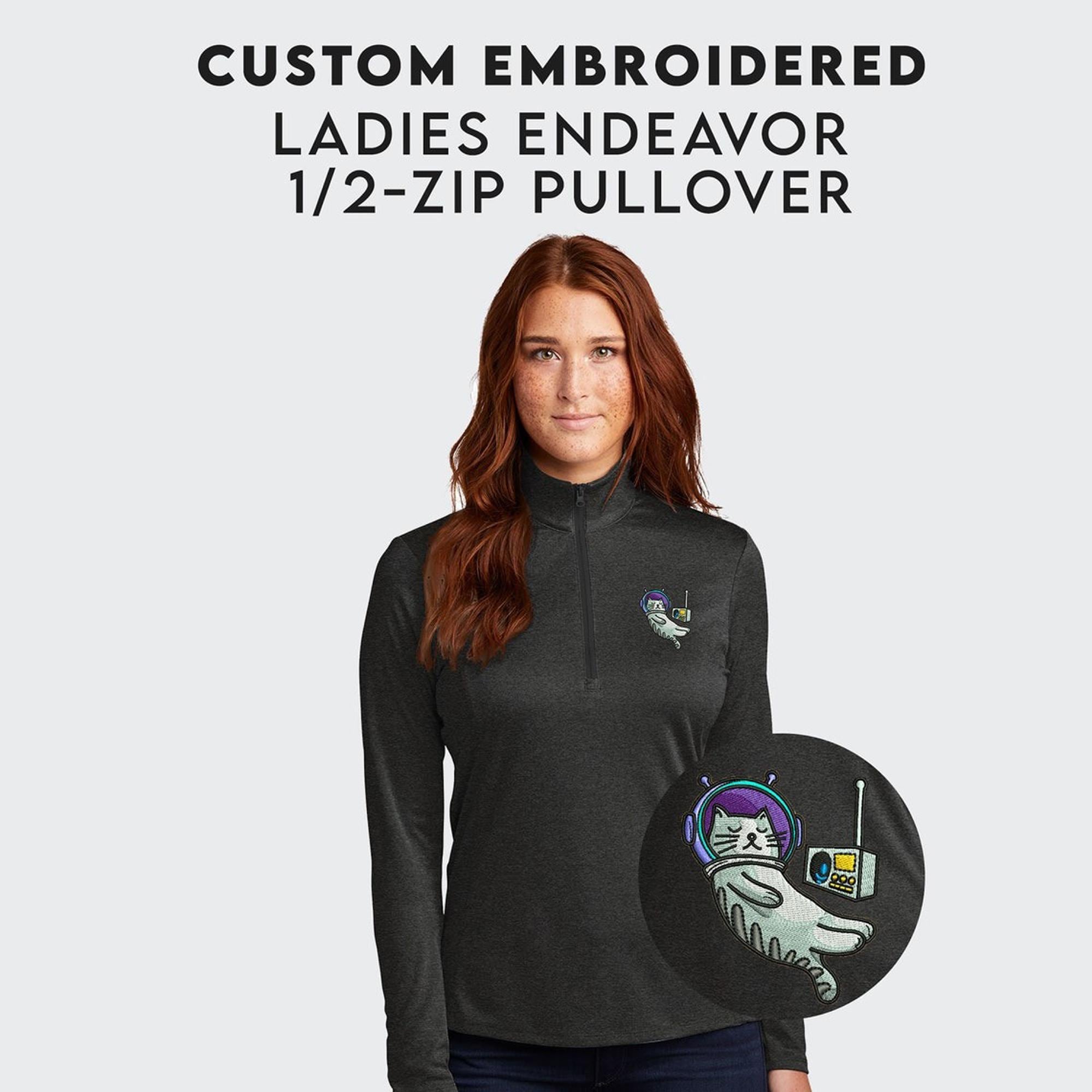Custom Embroidered Ladies Pullover Customize Half Zip Women