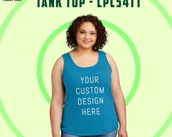 Port & Company® Custom Ladies Tank Top Round Bottom Plus Size Tanks Cotton Tanks Personalized Tanktop Add Your Text Summer Tank Print