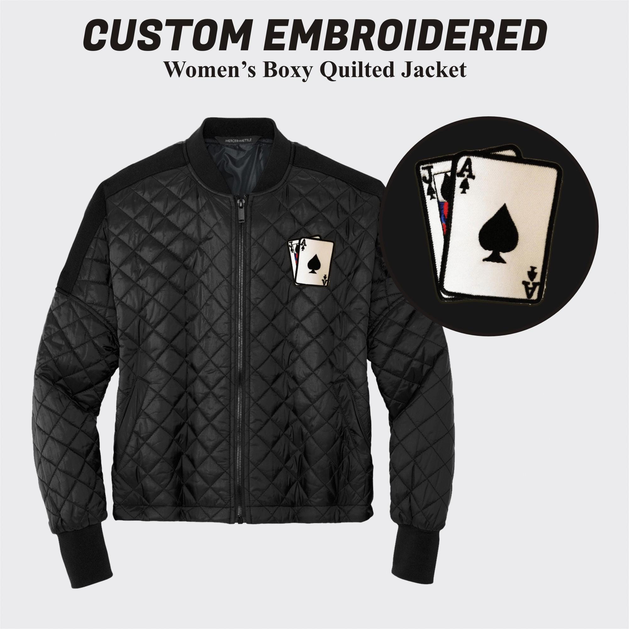 Quilted embroidered jacket new arrivals