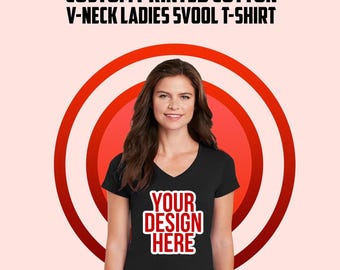 Custom Women's V-Neck Cotton T-Shirt: Personalized Design