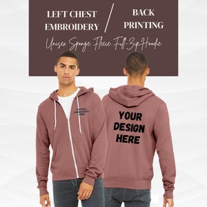 Custom BELLA+CANVAS Full-Zip Fleece Hoodie: Personalized Gift