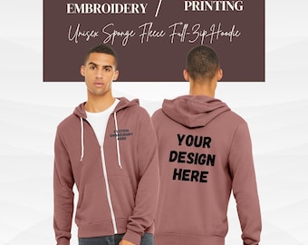 Custom BELLA+CANVAS Full-Zip Fleece Hoodie: Personalized Gift