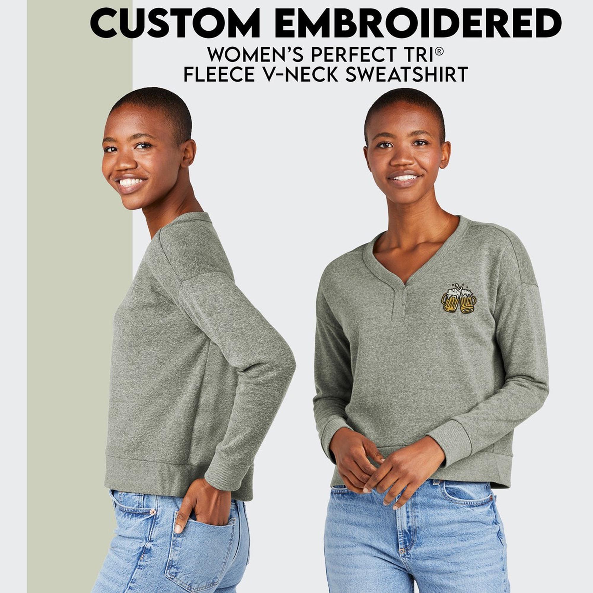 トップス Logo Embroidery V-neck Sweatshirt Personalized Embroidered V-Neck Sweater-CUS-MISC-VSR