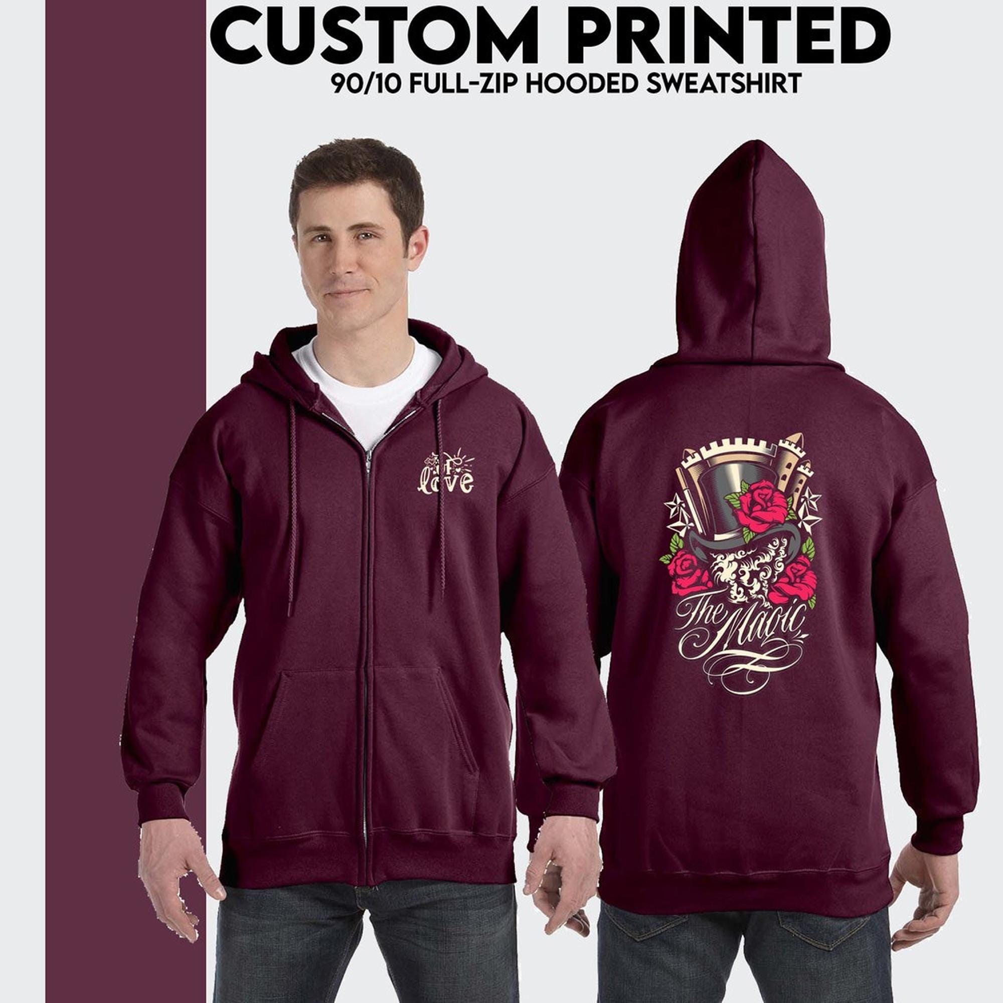 Custom Zip up Hoodie: 90/10 Cotton Blend Sweatshirt - Etsy