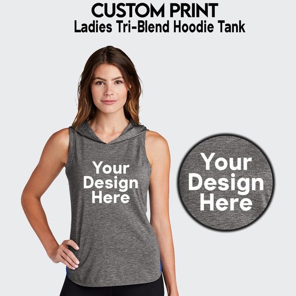 Custom Print Women's Hoodie Tank Top: Sport-Tek PosiCharge Tri-Blend