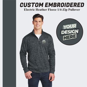 Custom Embroidered Fleece 1/4 Zip Pullover: Heathered Yarn-Dye