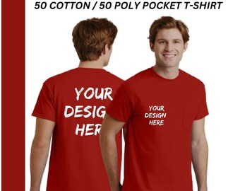 Custom Printed Pocket T-Shirt: Personalized Logo, Cotton Poly Tee