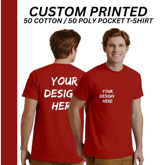 Custom t shirts with front pocket sale