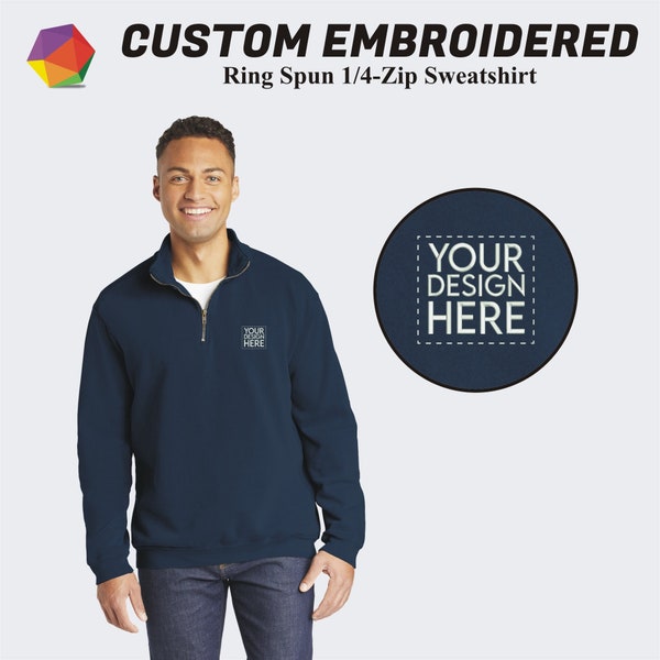 Comfort Colors® Custom Embroidered 1/4 Zip, Custom Quarter Zip Sweatshirt, Monogram Sweatshirt, Custom Logo Pullover, Personalized Logo