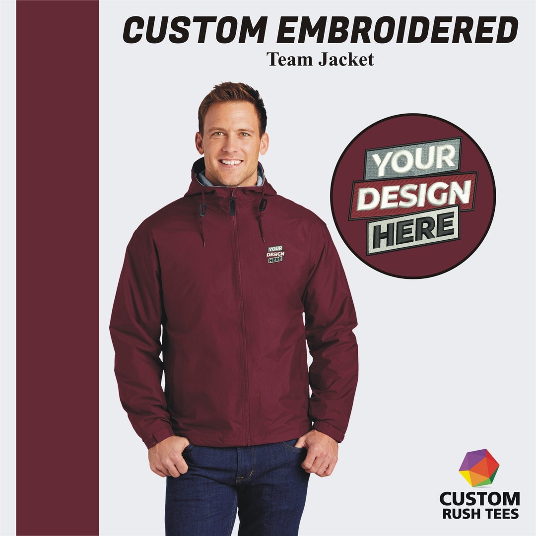 Custom Embroidered Jacket Custom Men's Full Zip Jacket Sports Monogrammed Rain Jacket Custom