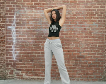Custom Printed Ribbed Racerback Tank Top, Fitted Crop Shirt, Front Back Printing