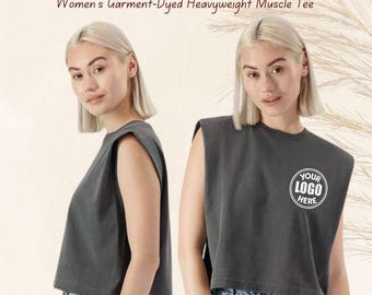 Custom Embroidered Women's Muscle Tank, Garment Dyed Heavyweight U.S cotton Tee