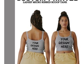 BELLA+CANVAS® Custom Tank Top, Personalized Women Scoop Tank, Ladies Ribbed Tank Top, Print Your Design, Gift For Her, Gift For Girlfriend