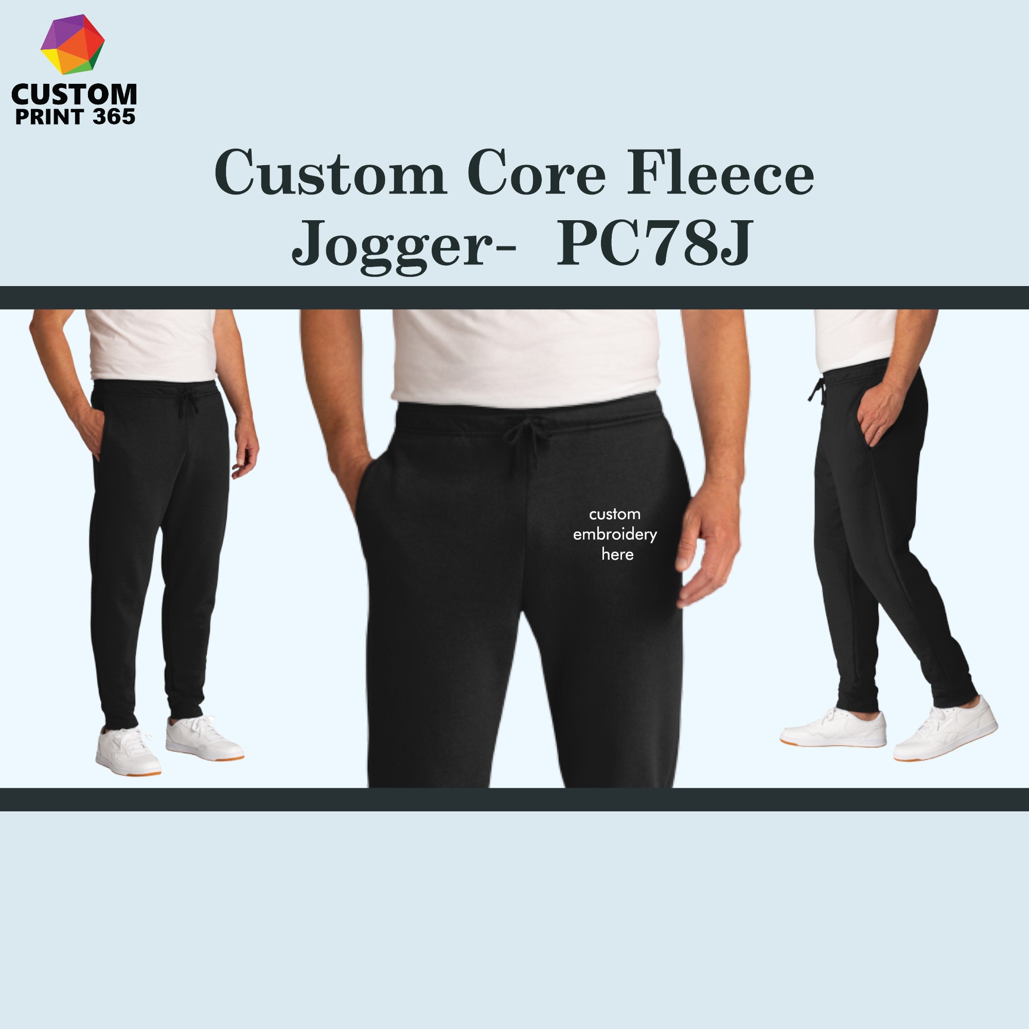 Port & Company ® Core Fleece Jogger, Custom Embroidered Jogger Pants,  Personalized Embroidery Logo, Customize Sweatpants, Gift for Him 