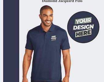 Custom Embroidered Diamond Jacquard Dri-fit Polo: Personalized Logo