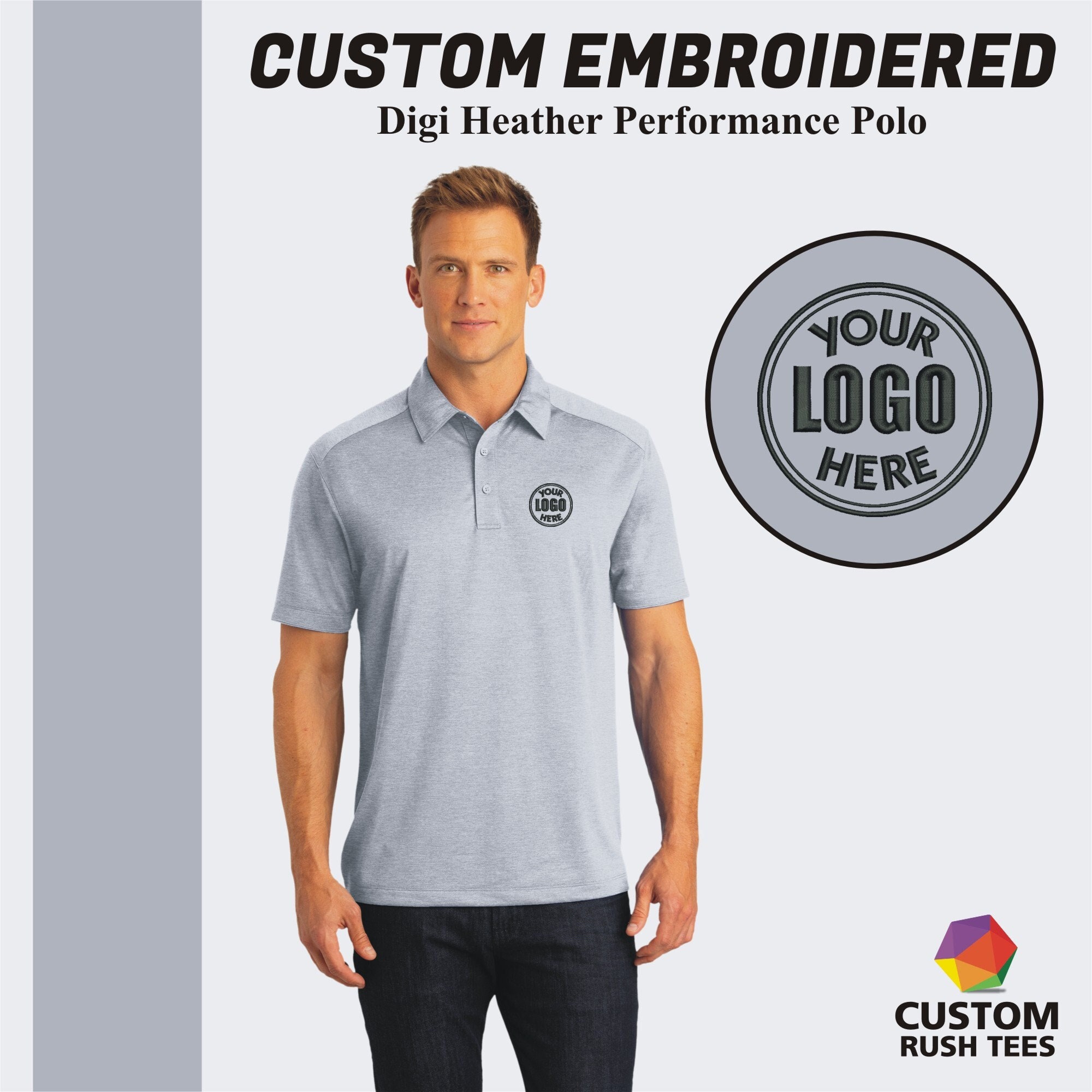 Port authority digi 2025 heather performance polo