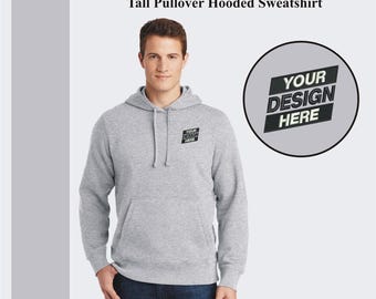 Custom Embroidered Tall Hoodie: Cotton/Poly Fleece Pullover