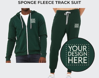 Bella + Canvas Custom Embroidered Sweatsuit | Two Piece Track Suit | Custom Zip Hoodie with Trouser | Customize Logo Embroidery Track Suit