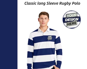 Custom Embroidered Long Sleeve Rugby Polo: 100% Cotton