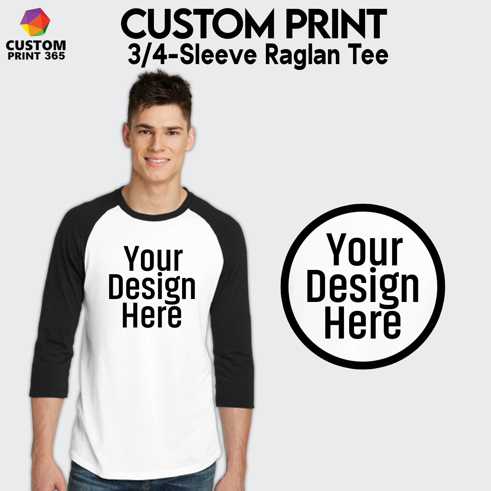 Custom Baseball Tee Custom Raglan Sleeves T shirt Custom Print T